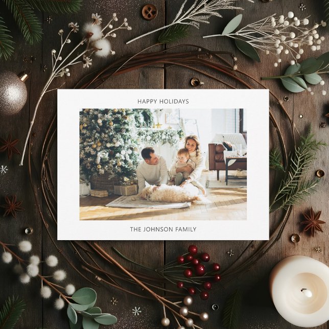 Happy Holidays Simple One Photo Holiday Card (Creator Uploaded)