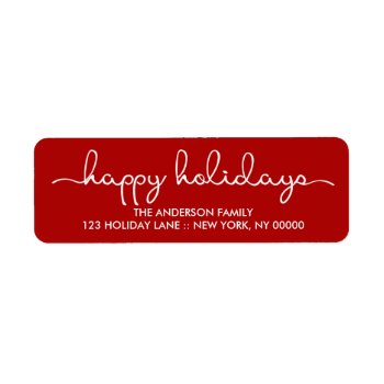 Happy Holidays Simple Red Hand Lettered Label by HolidayInk at Zazzle
