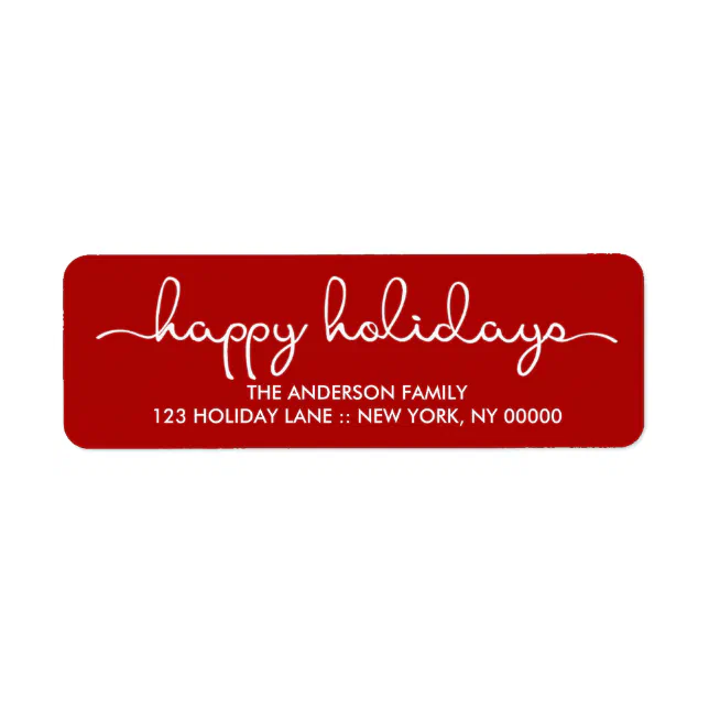 Happy Holidays Simple Red Hand Lettered Label | Zazzle
