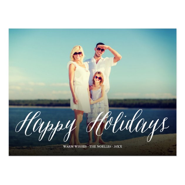 Happy Holidays Simple Script Chic Holiday Postcard