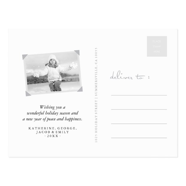 Happy Holidays Simple Script Chic Holiday Postcard