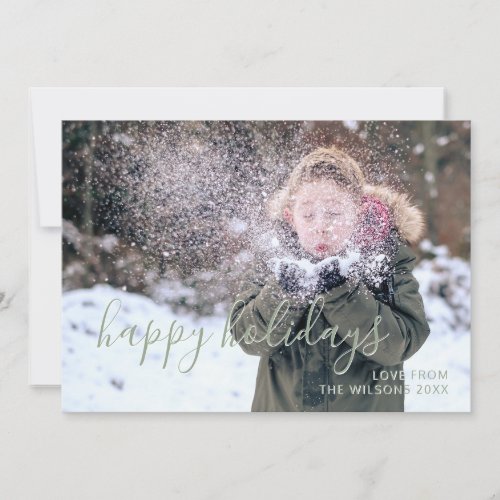 Happy Holidays Simple Script Kids Photo Card