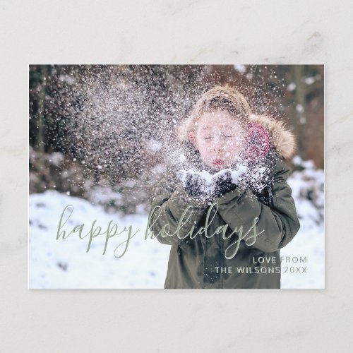 Happy Holidays Simple Script Kids Photo Holiday Postcard