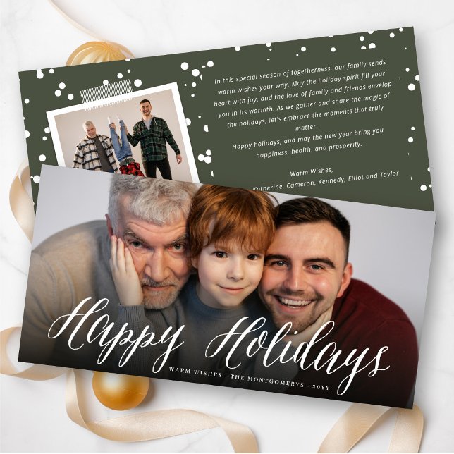 Happy Holidays Simple Script Minimalist Photo Holiday Card (Creator Uploaded)