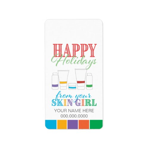 Happy Holidays  Skin Girl _ Sticker Label