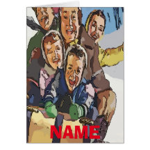 Happy Holidays Sled Ride Add Name Card