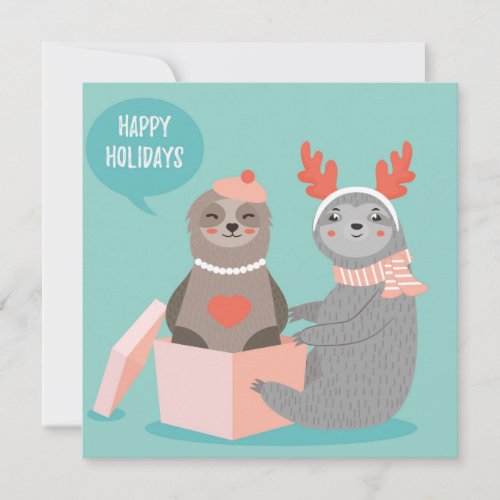 Happy Holidays Sloths Holiday Card