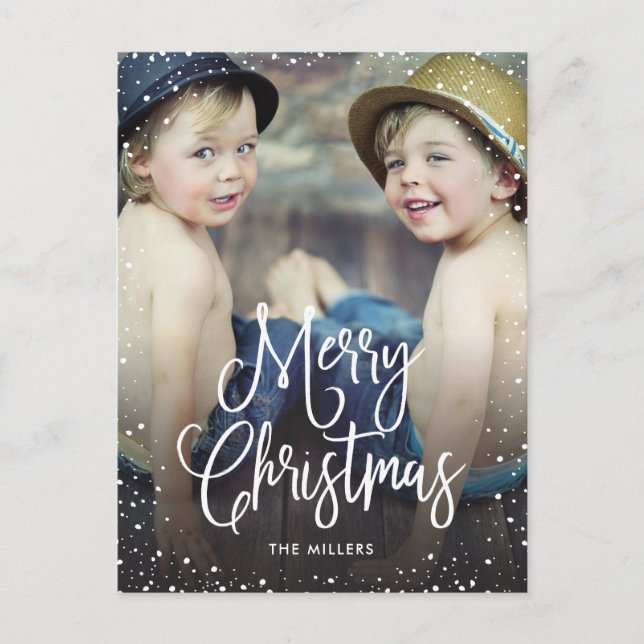 Happy Holidays Snow Christmas Photo Holiday Postcard (Front)