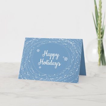 Happy Holidays Snow Dots  Blue And White  Elegant Holiday Card by GoodThingsByGorge at Zazzle