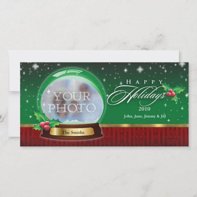 Happy Holidays Snow Globe Customizable Holiday Card (Front)