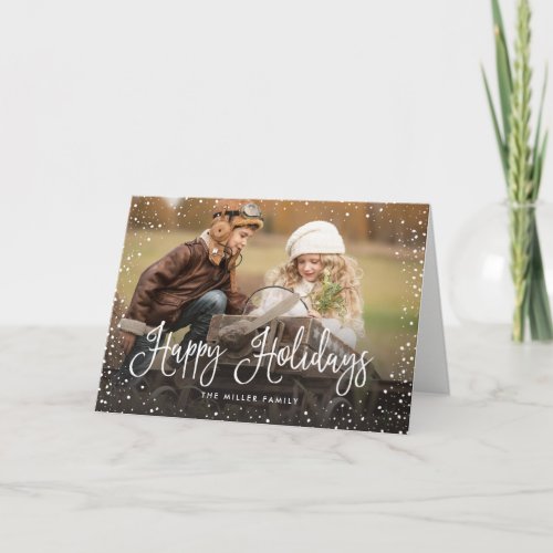 Happy Holidays Snow Holiday Card