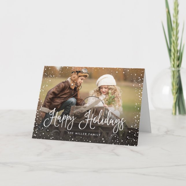 Happy Holidays Snow Holiday Card (Front)