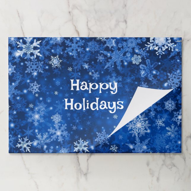 Happy Holidays Snow Paper Placemats 25 per Pad (Folded)