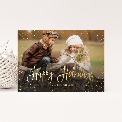 Happy Holidays Snow Photo Foil Holiday Card