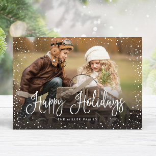 Happy Holidays Snow Photo Holiday Card