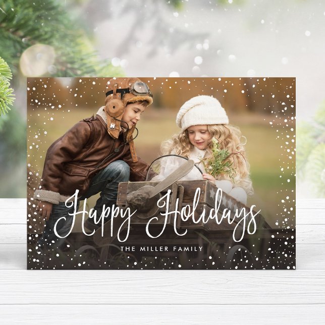 Happy Holidays Snow Photo Holiday Card (Creator Uploaded)