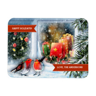 Happy Holidays. Snow Scene Custom Christmas Gift  Magnet