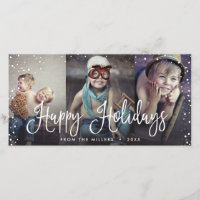 Happy Holidays Snow Seamless 3-Photo Holiday Card