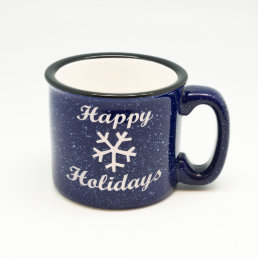 Happy Holidays Snowflake Blue Campfire Mug