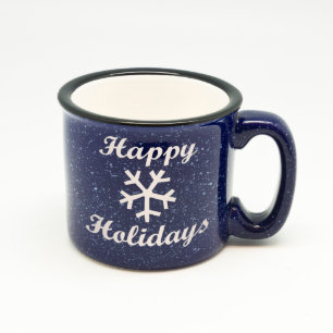 Happy Holidays Snowflake Blue Campfire Mug