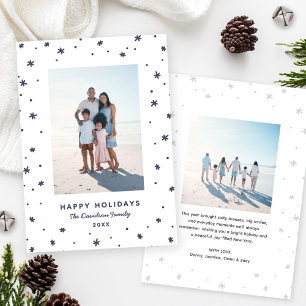 Happy Holidays Snowflake Border Letterpress Photo Cards