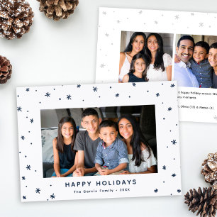 Happy Holidays Snowflake Border Letterpress Photo Cards