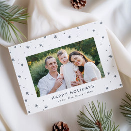 Happy Holidays Snowflake Border Letterpress Photo Cards