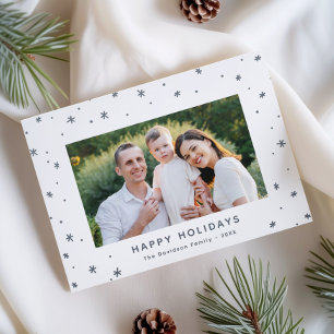 Happy Holidays Snowflake Border Letterpress Photo Cards