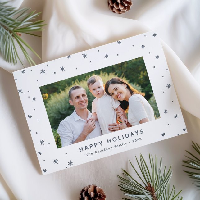 Happy Holidays Snowflake Border Letterpress Photo Cards (Creator Uploaded)