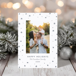 Happy Holidays Snowflake Border Letterpress Photo Cards