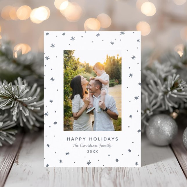 Happy Holidays Snowflake Border Letterpress Photo Cards (Creator Uploaded)