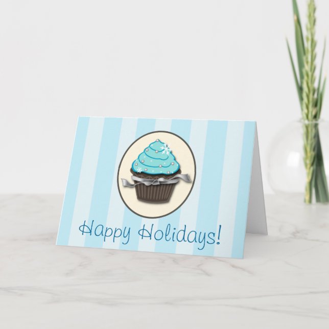Happy Holidays Snowflake Cupcake Card (Front)