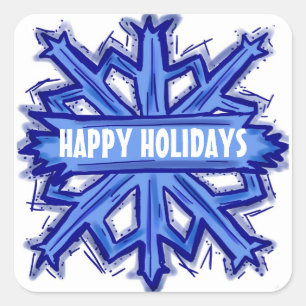 Happy Holidays snowflake customizable stickers