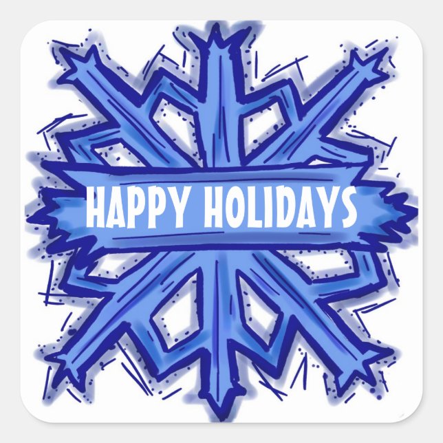 Happy Holidays snowflake customizable stickers (Front)