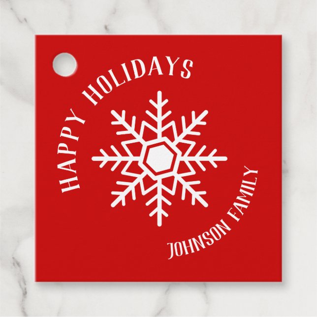 Happy Holidays - Snowflake Favor Tags (Front)