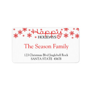 Happy Holidays snowflake holiday Label