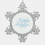 Happy Holidays Snowflake Pewter Christmas Ornament at Zazzle