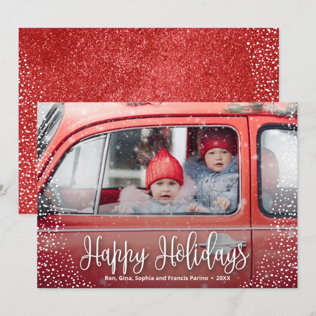 Happy Holidays Snowflake Photo Holiday Card (Front/Back)