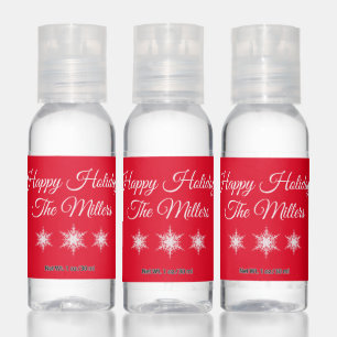Happy Holidays Snowflake Red Hand Sanitizer