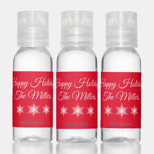 Happy Holidays Snowflake Red Hand Sanitizer (Set)