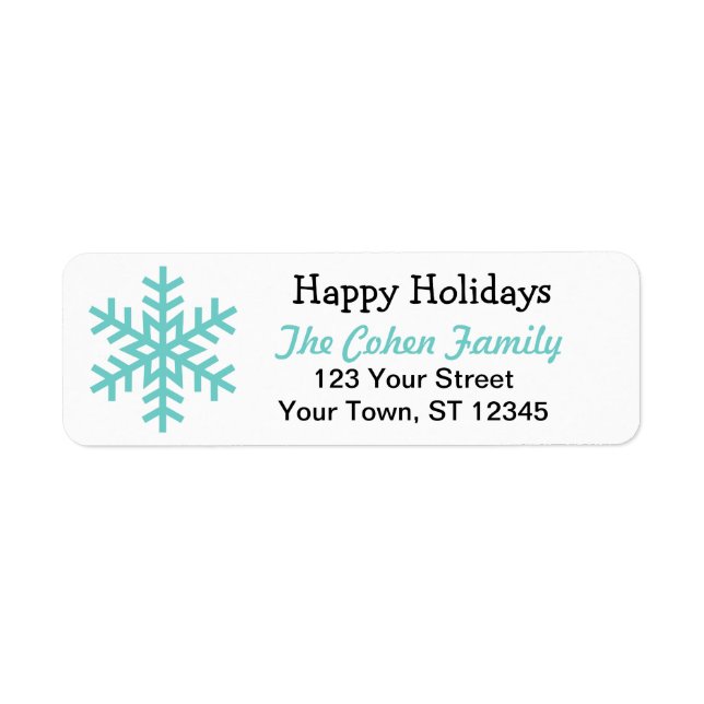Happy Holidays snowflake return address label (Front)