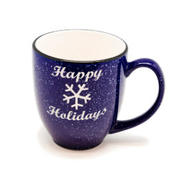 Happy Holidays Snowflake Speckled Bistro Mug