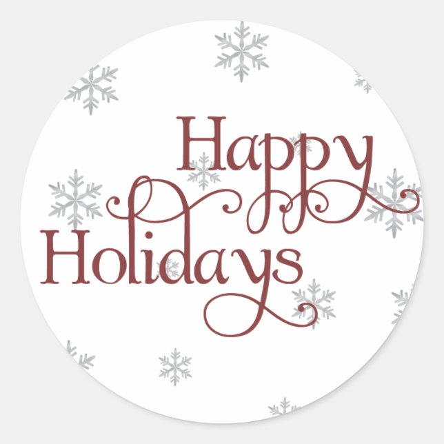 Happy Holidays Snowflake Sticker (Front)