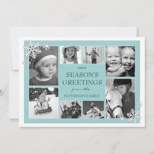 Happy Holidays Snowflakes 8 Photo Card