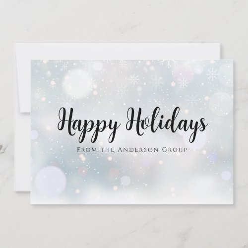 Happy Holidays Snowflakes Corporate Business Logo Holiday Card