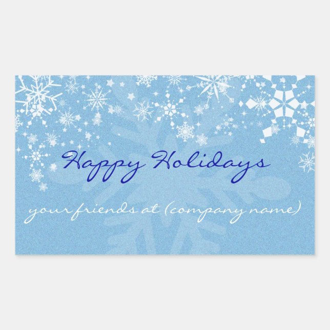 Happy Holidays Snowflakes Wine Label/Sticker Rectangular Sticker (Front)