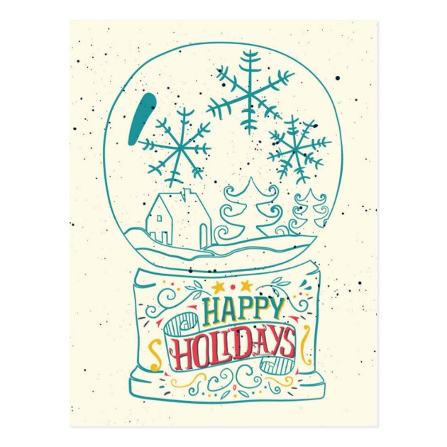 Happy Holidays Snowglobe Postcard