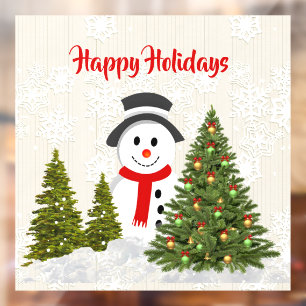 Happy Holidays Snowman 20x20 Christmas Window Cling