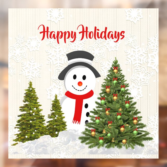 Happy Holidays Snowman 20x20 Christmas  Window Cling (Sheet 2)