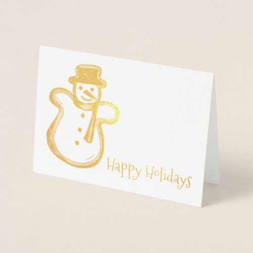 Happy Holidays Snowman Cookie Christmas Hanukkah Foil Card